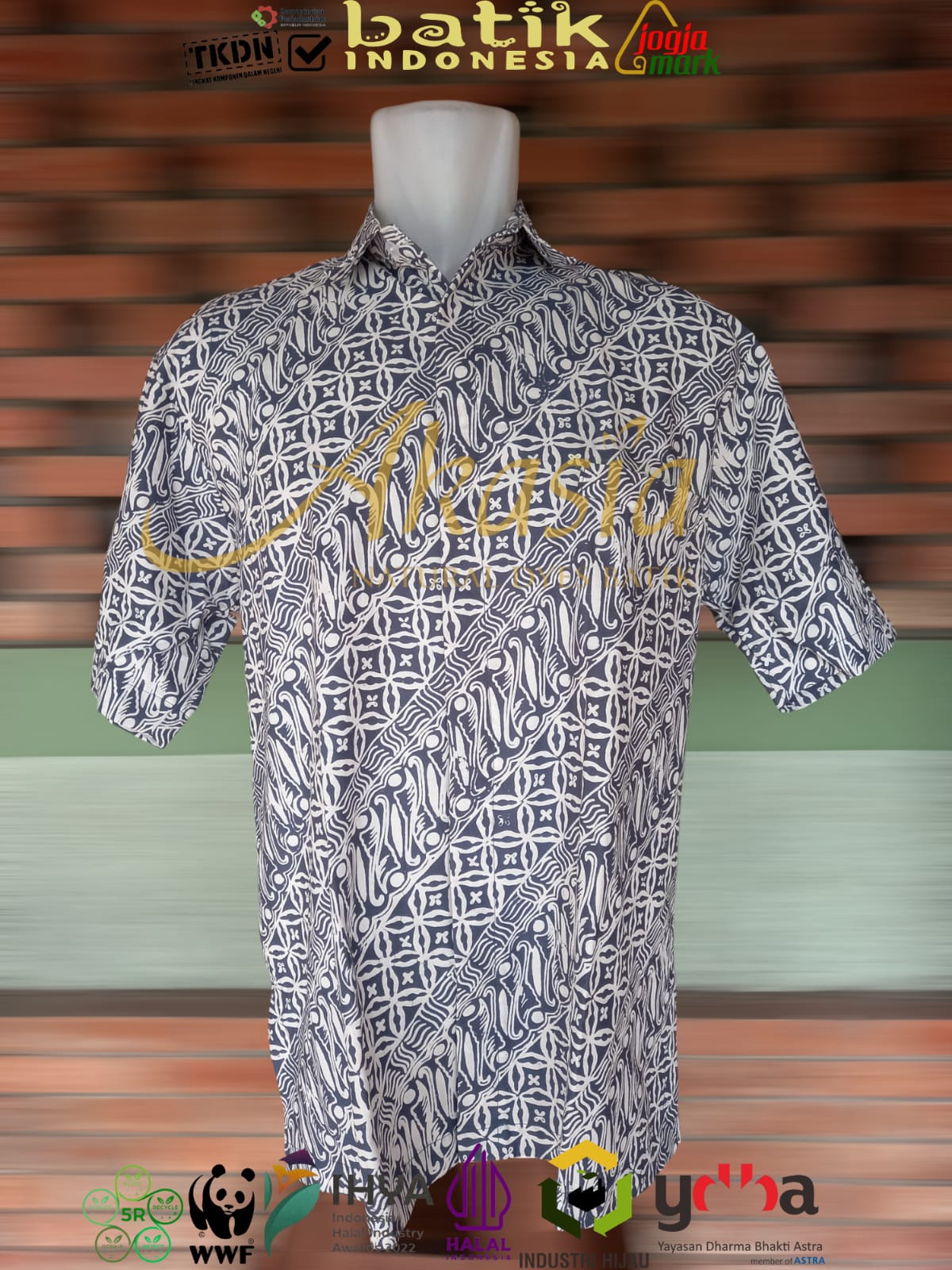Kemeja batik cap motif parang kawung